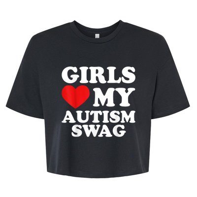 Girl Love My Autism Swag Funny Girl Heart Autism Awareness Bella+Canvas Jersey Crop Tee