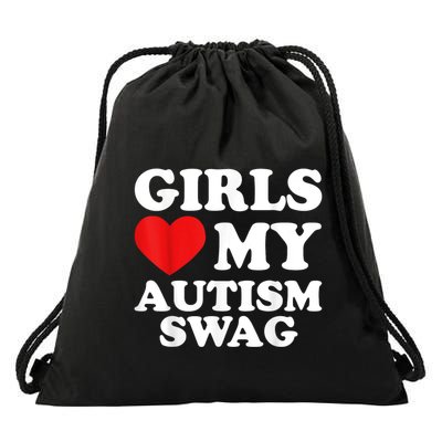 Girl Love My Autism Swag Funny Girl Heart Autism Awareness Drawstring Bag