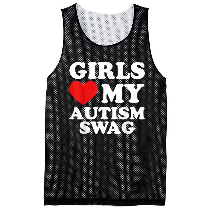 Girl Love My Autism Swag Funny Girl Heart Autism Awareness Mesh Reversible Basketball Jersey Tank