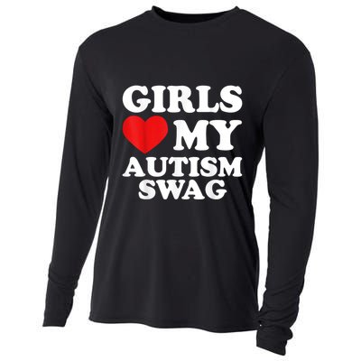 Girl Love My Autism Swag Funny Girl Heart Autism Awareness Cooling Performance Long Sleeve Crew