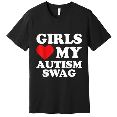 Girl Love My Autism Swag Funny Girl Heart Autism Awareness Premium T-Shirt