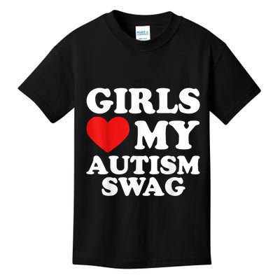 Girl Love My Autism Swag Funny Girl Heart Autism Awareness Kids T-Shirt