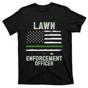 Gardening Lawn Mower American Flag Lawn Enforcement Officer T-Shirt