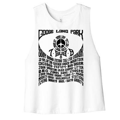 Goose Lake Music Festival Michigan 1970 Women's Racerback Cropped Tank