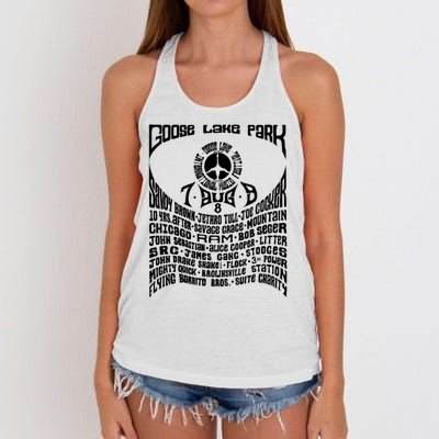 Goose Lake Music Festival Michigan 1970 Women's Knotted Racerback Tank