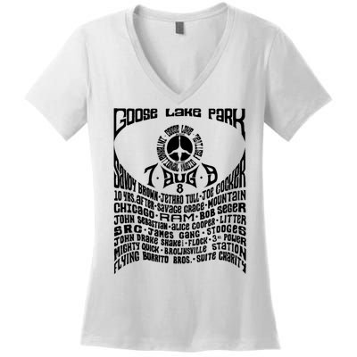 Goose Lake Music Festival Michigan 1970 Women's V-Neck T-Shirt