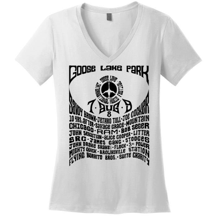 Goose Lake Music Festival Michigan 1970 Women's V-Neck T-Shirt