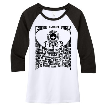 Goose Lake Music Festival Michigan 1970 Women's Tri-Blend 3/4-Sleeve Raglan Shirt