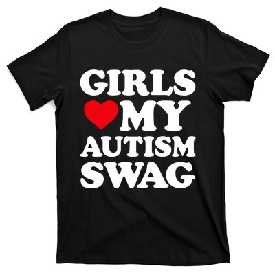 Girls Love My Autism Swag Funny Girls Heart Autism Awareness T-Shirt