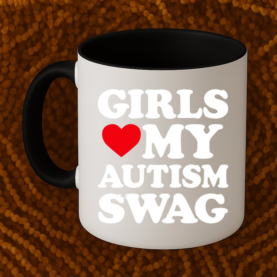 Girls Love My Autism Swag Funny Girls Heart Autism Awareness Mug