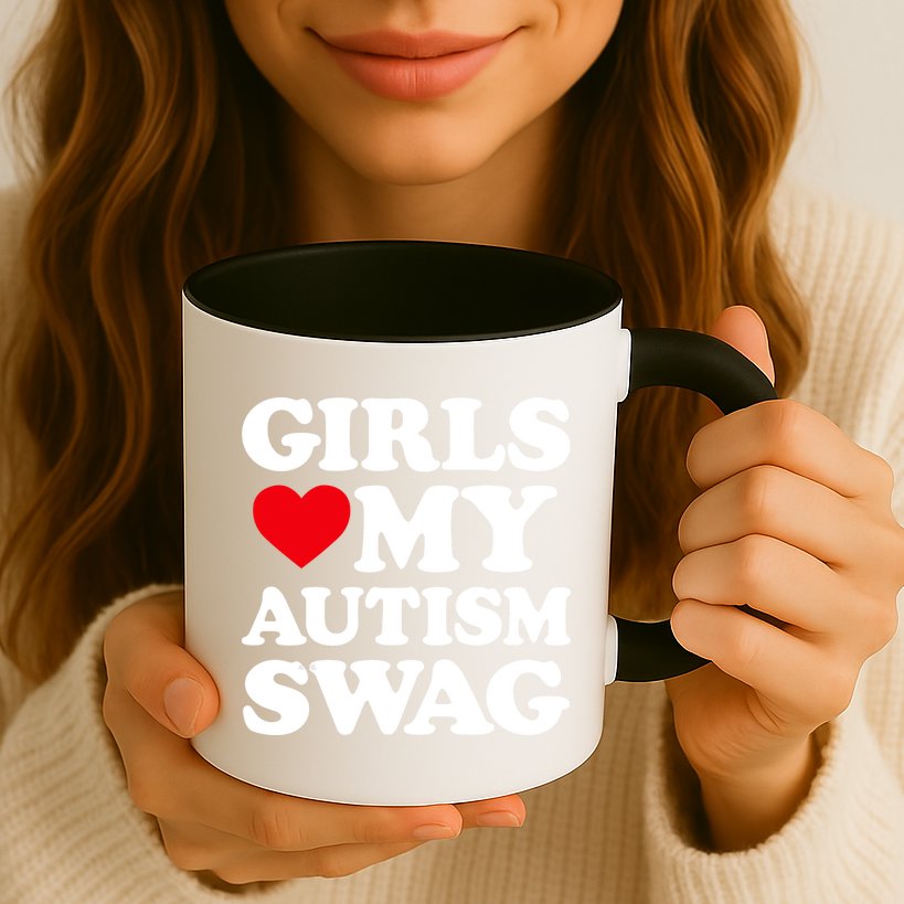Girls Love My Autism Swag Funny Girls Heart Autism Awareness Mug
