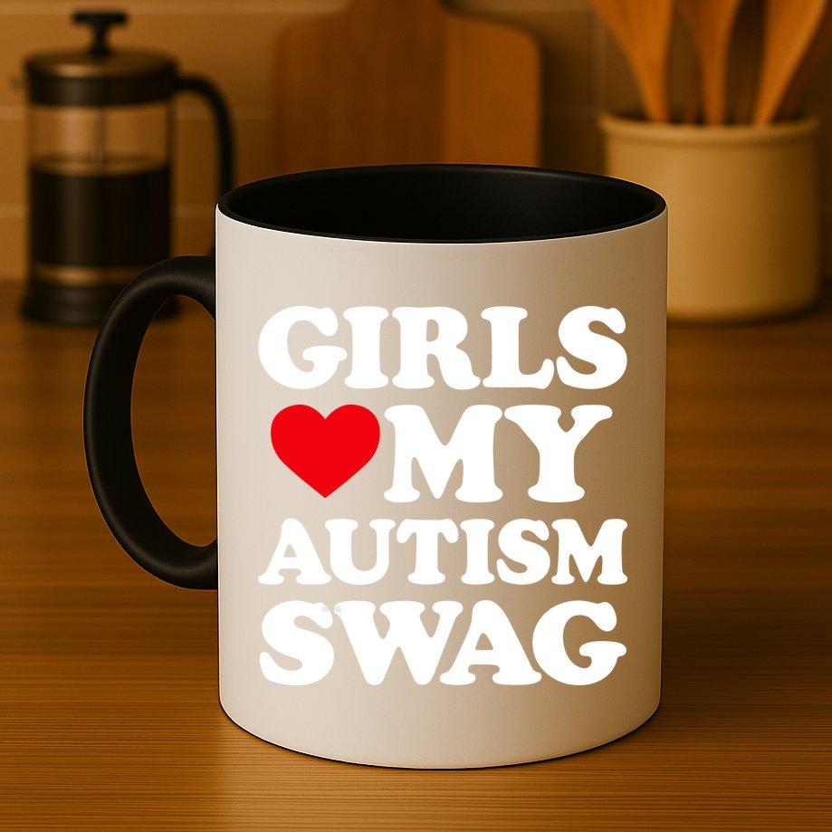 Girls Love My Autism Swag Funny Girls Heart Autism Awareness Mug