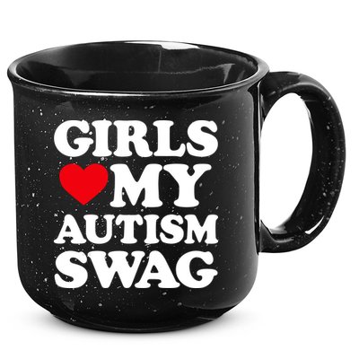 Girls Love My Autism Swag Funny Girls Heart Autism Awareness 15oz Campfire Ceramic Mug
