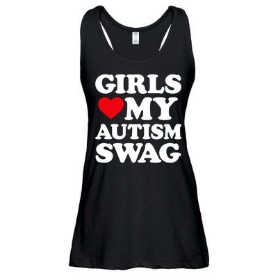 Girls Love My Autism Swag Funny Girls Heart Autism Awareness Ladies Essential Flowy Tank
