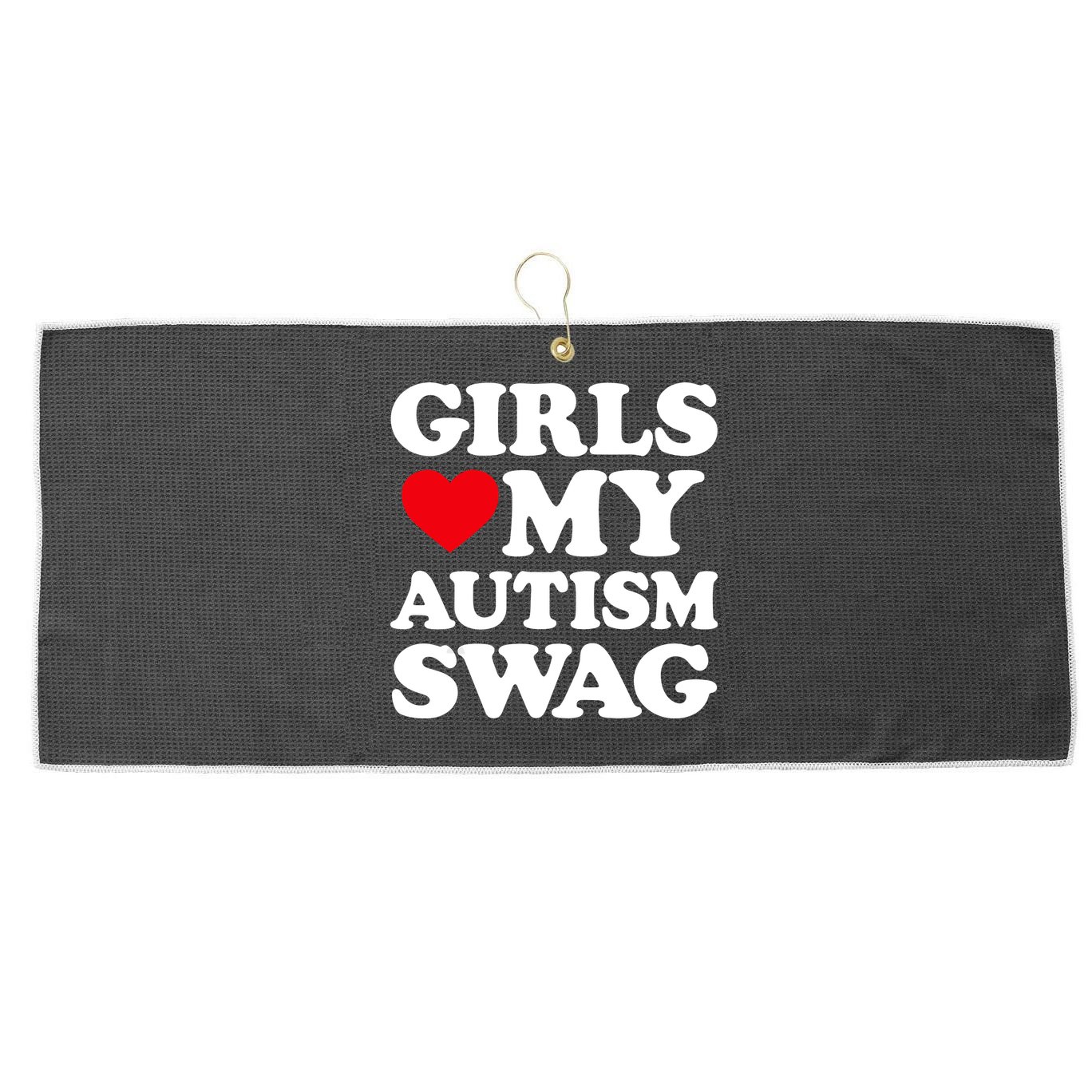 Girls Love My Autism Swag Funny Girls Heart Autism Awareness Large Microfiber Waffle Golf Towel