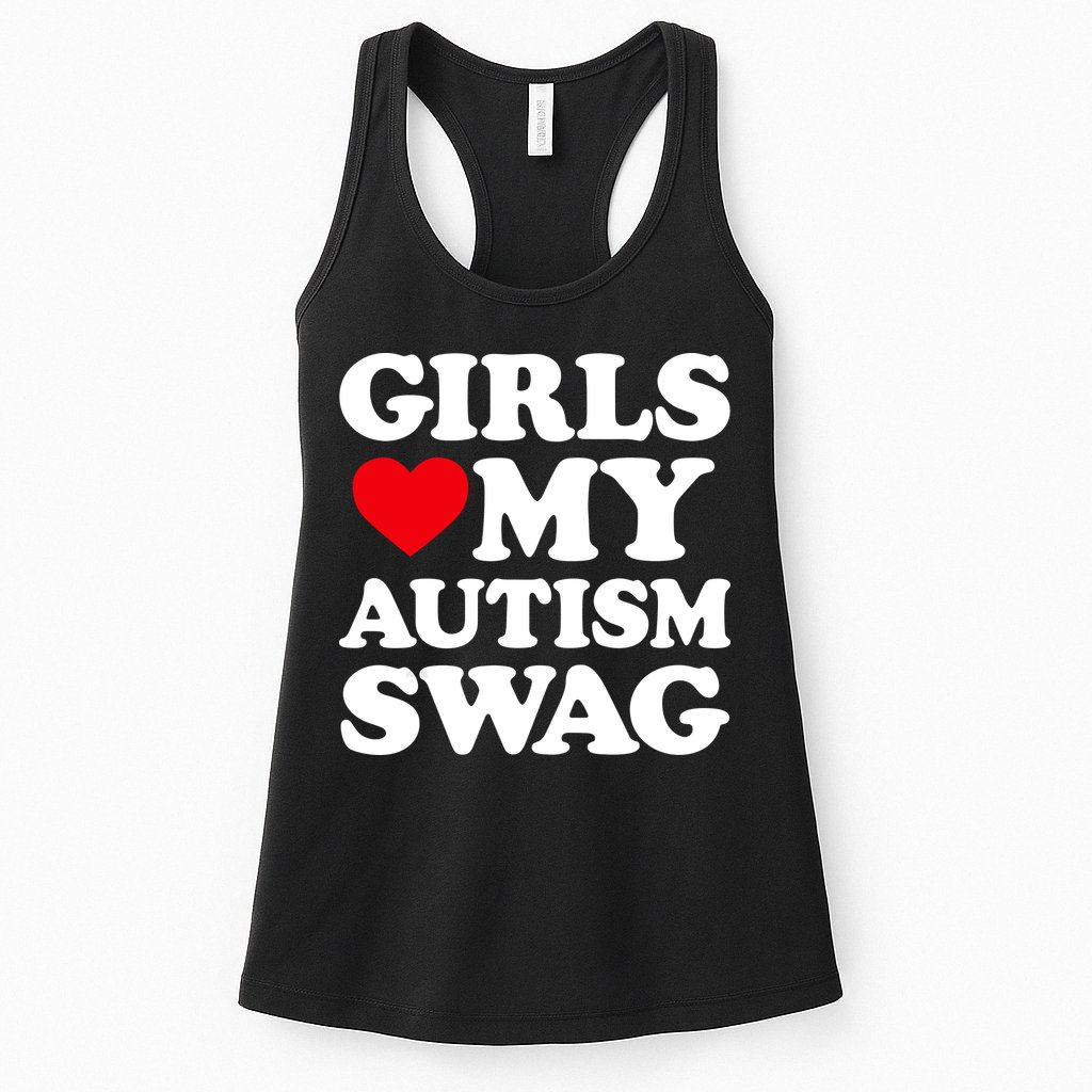 Girls Love My Autism Swag Funny Girls Heart Autism Awareness Womens Tank Top