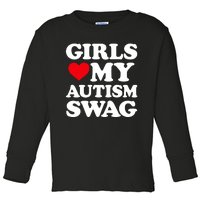 Girls Love My Autism Swag Funny Girls Heart Autism Awareness Toddler Long Sleeve Shirt