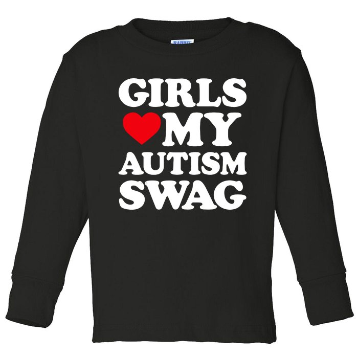 Girls Love My Autism Swag Funny Girls Heart Autism Awareness Toddler Long Sleeve Shirt