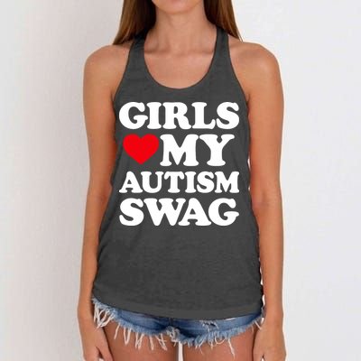 Girls Love My Autism Swag Funny Girls Heart Autism Awareness Women's Knotted Racerback Tank