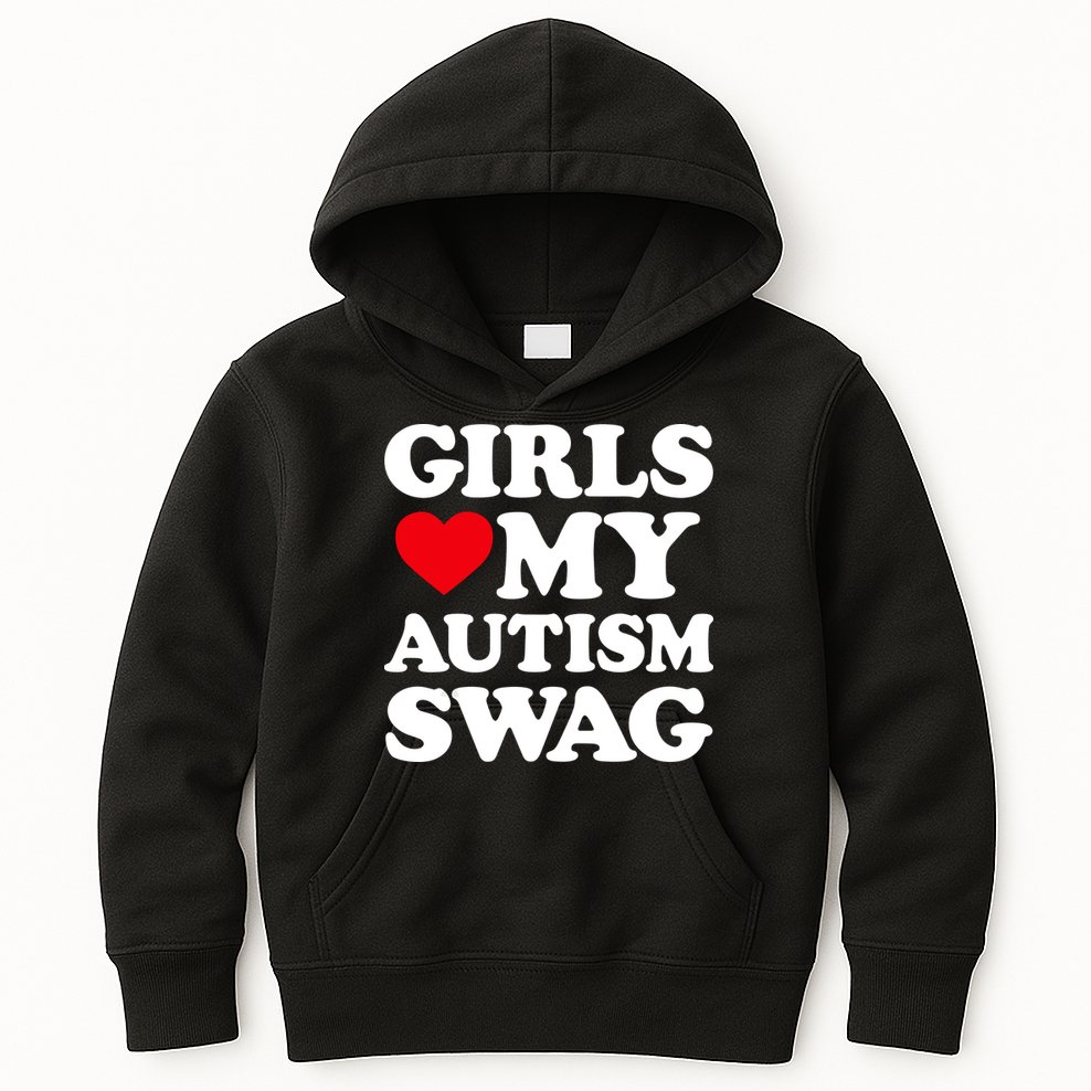 Girls Love My Autism Swag Funny Girls Heart Autism Awareness Kids Hoodie