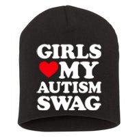 Girls Love My Autism Swag Funny Girls Heart Autism Awareness Short Acrylic Beanie