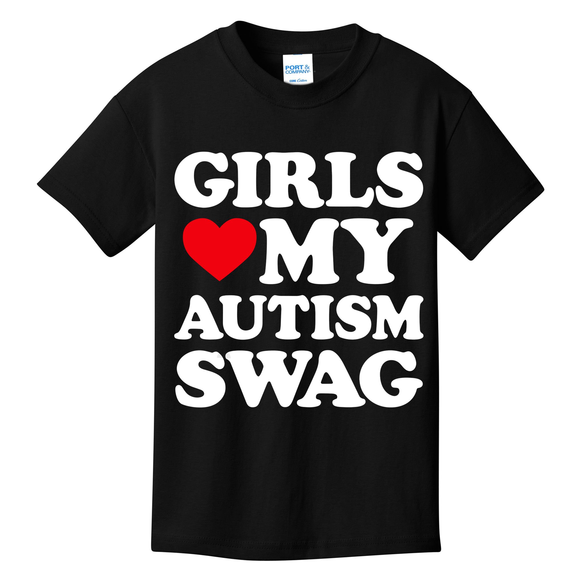 Girls Love My Autism Swag Funny Girls Heart Autism Awareness Kids T-Shirt