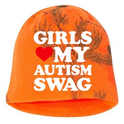 Girls Love My Autism Swag Funny Girls Heart Autism Awareness Kati - Camo Knit Beanie