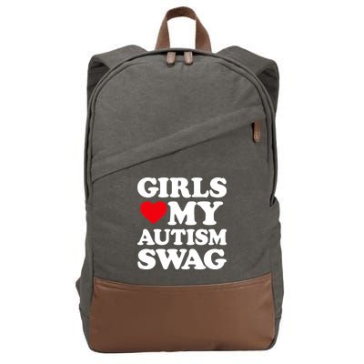 Girls Love My Autism Swag Funny Girls Heart Autism Awareness Cotton Canvas Backpack