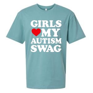 Girls Love My Autism Swag Funny Girls Heart Autism Awareness Sueded Cloud Jersey T-Shirt