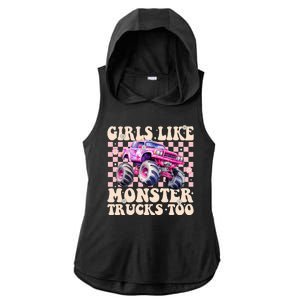 Girls Like Monster Trucks Too Ladies PosiCharge Tri-Blend Wicking Draft Hoodie Tank