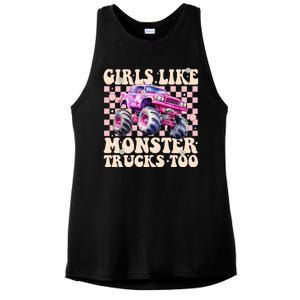 Girls Like Monster Trucks Too Ladies PosiCharge Tri-Blend Wicking Tank