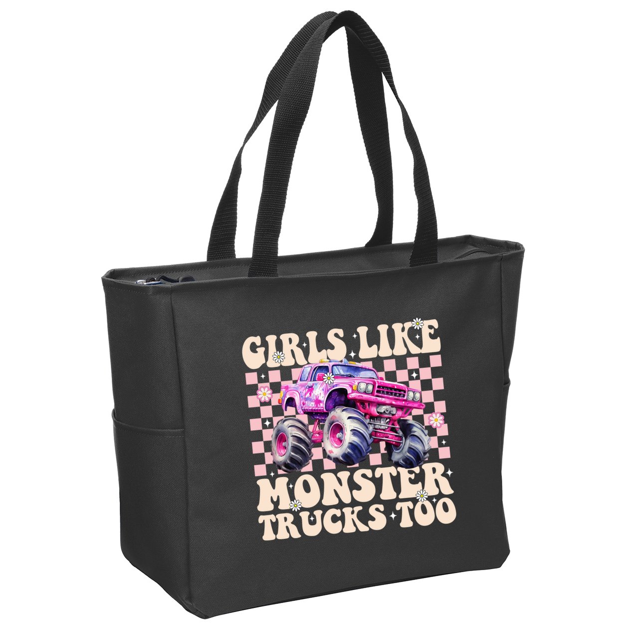 Girls Like Monster Trucks Too Zip Tote Bag