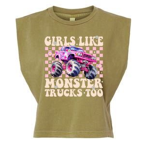 Girls Like Monster Trucks Too Garment-Dyed Women's Muscle Tee