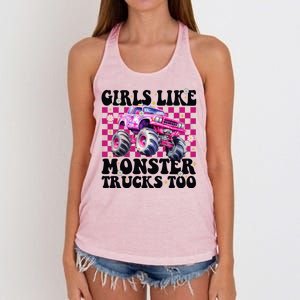 Girls Like Monster Trucks Too Women's Knotted Racerback Tank