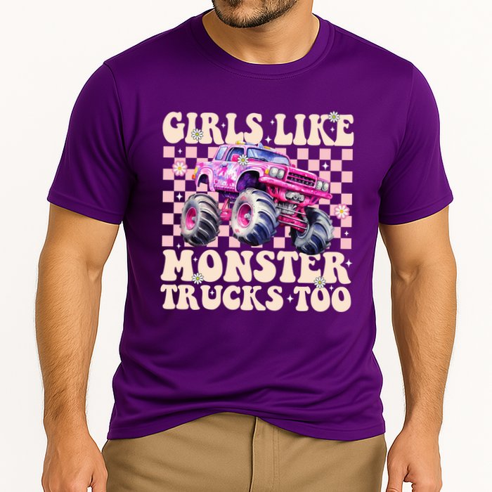 Girls Like Monster Trucks Too Cooling Performance Crew T-Shirt
