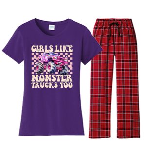 Girls Like Monster Trucks Too Women's Flannel Pajama Set