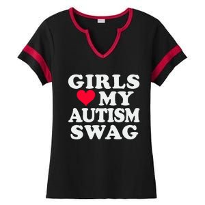 Girl Love My Autism Swag Funny Autistic Boy Awareness Ladies Halftime Notch Neck Tee