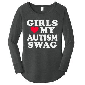 Girl Love My Autism Swag Funny Autistic Boy Awareness Women's Perfect Tri Tunic Long Sleeve Shirt