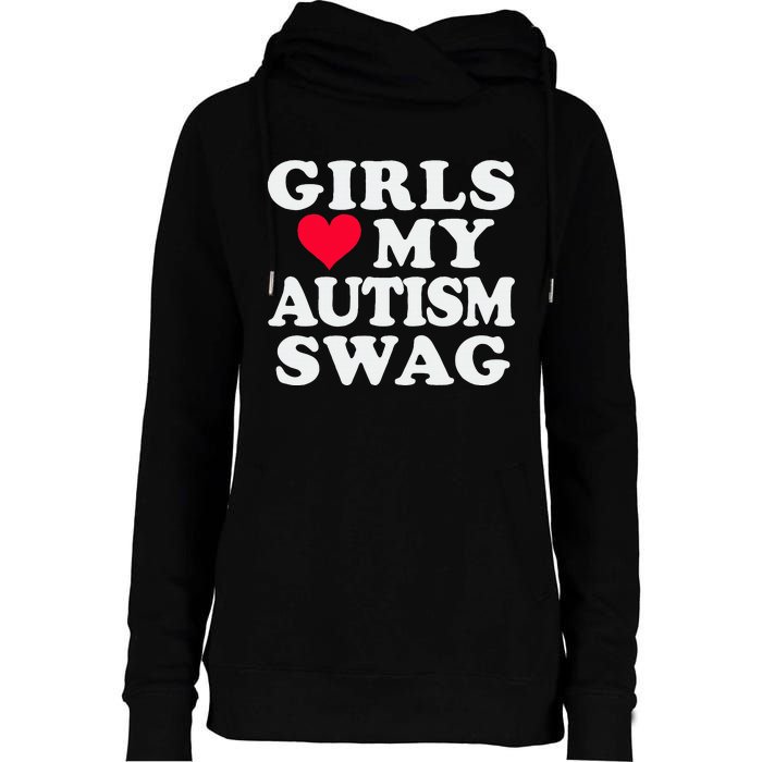 Girl Love My Autism Swag Funny Autistic Boy Awareness Womens Funnel Neck Pullover Hood