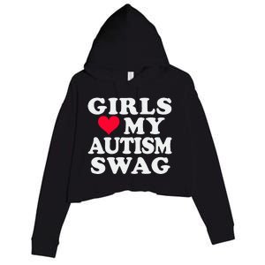 Girl Love My Autism Swag Funny Autistic Boy Awareness Crop Fleece Hoodie