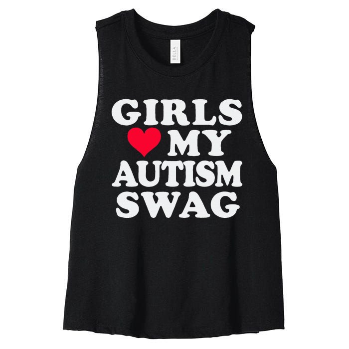 Girl Love My Autism Swag Funny Autistic Boy Awareness Women's Racerback Cropped Tank