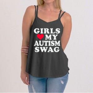 Girl Love My Autism Swag Funny Autistic Boy Awareness Women's Strappy Tank