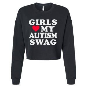 Girl Love My Autism Swag Funny Autistic Boy Awareness Cropped Pullover Crew