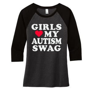 Girl Love My Autism Swag Funny Autistic Boy Awareness Women's Tri-Blend 3/4-Sleeve Raglan Shirt