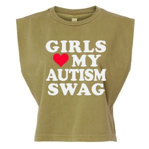 Girl Love My Autism Swag Funny Autistic Boy Awareness Garment-Dyed Women's Muscle Tee