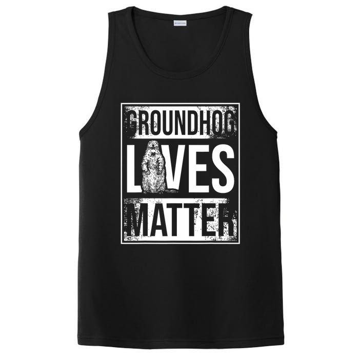 Groundhog Lives Matter Funny Woodchuck Groundhog Day PosiCharge Competitor Tank