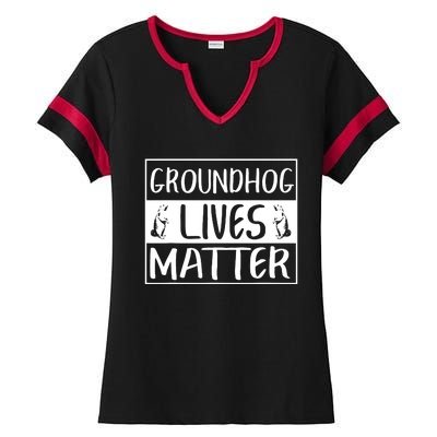 Groundhog Lives Matter Funny Woodchuck Ladies Halftime Notch Neck Tee