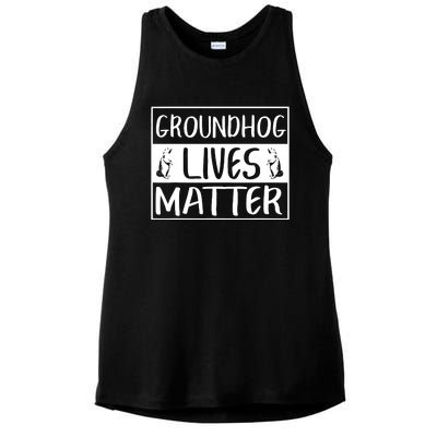 Groundhog Lives Matter Funny Woodchuck Ladies PosiCharge Tri-Blend Wicking Tank