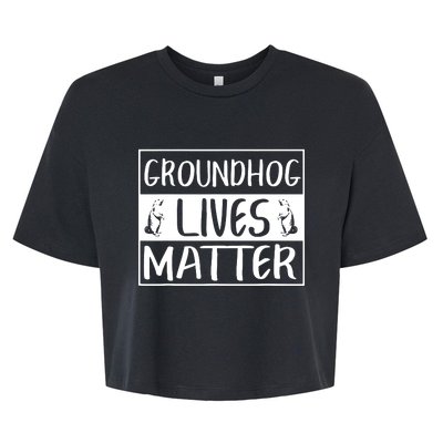 Groundhog Lives Matter Funny Woodchuck Bella+Canvas Jersey Crop Tee