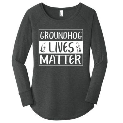 Groundhog Lives Matter Funny Woodchuck Women's Perfect Tri Tunic Long Sleeve Shirt